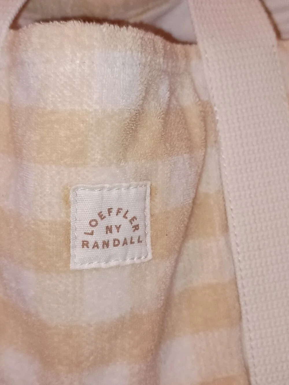 Loeffler Randall Cream and White Gingham Terry Cloth Tote Bag